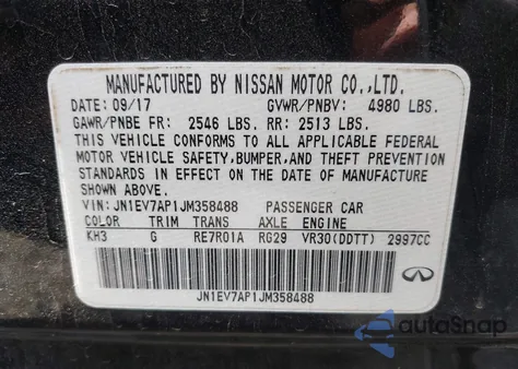 2018 Infiniti Q50 3.0T Luxe z USA, uszkodzony, nr VIN JN1EV7AP1JM358488